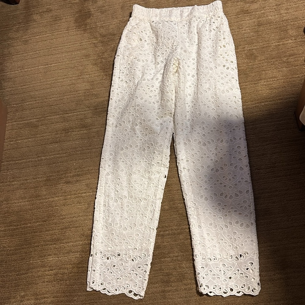 Chic Cream Eyelet Women's Pants